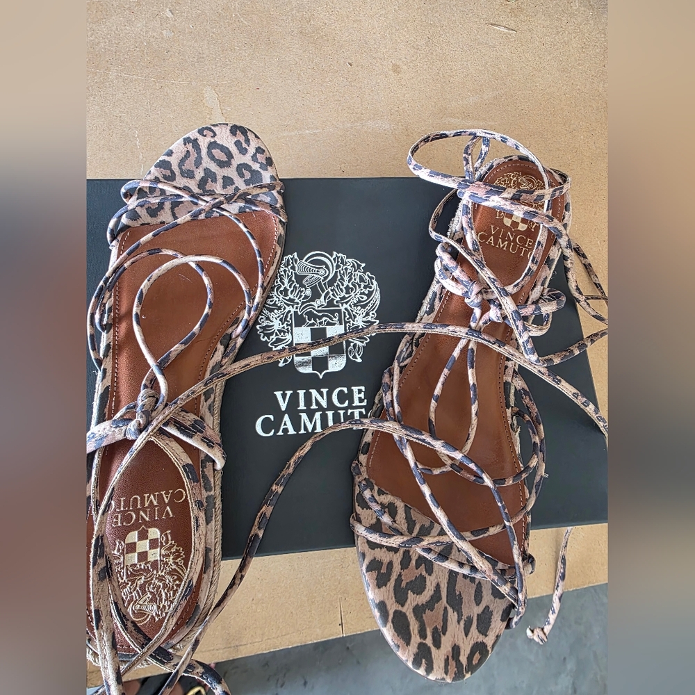 Vince Camuto Animal Print Lace-Up Sandals